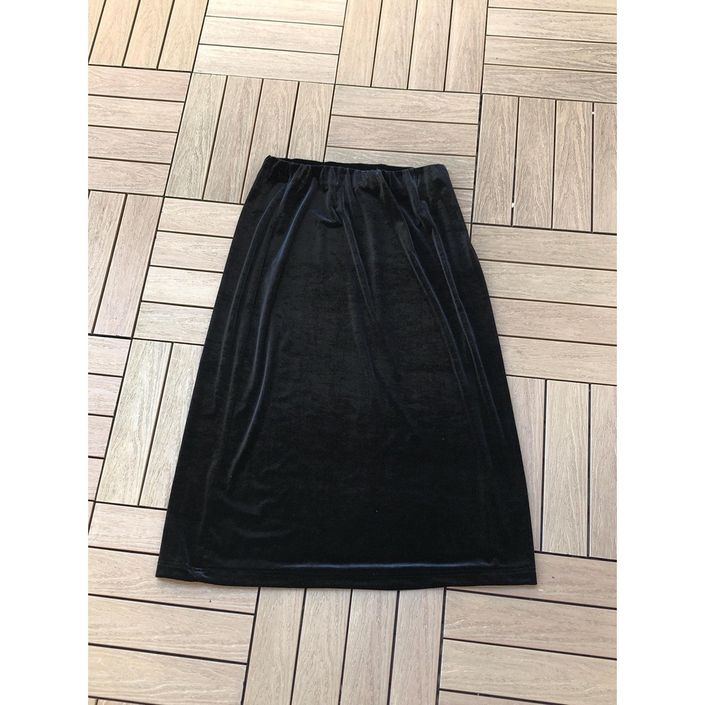 Vintage LT Sport Petite black velvet midi skirt